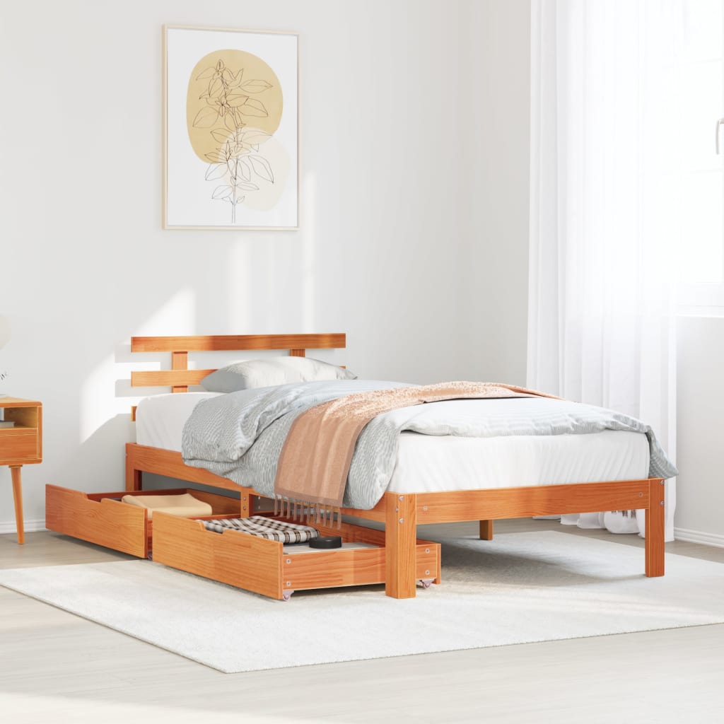 Bedframe Met Lades Massief Grenenhout