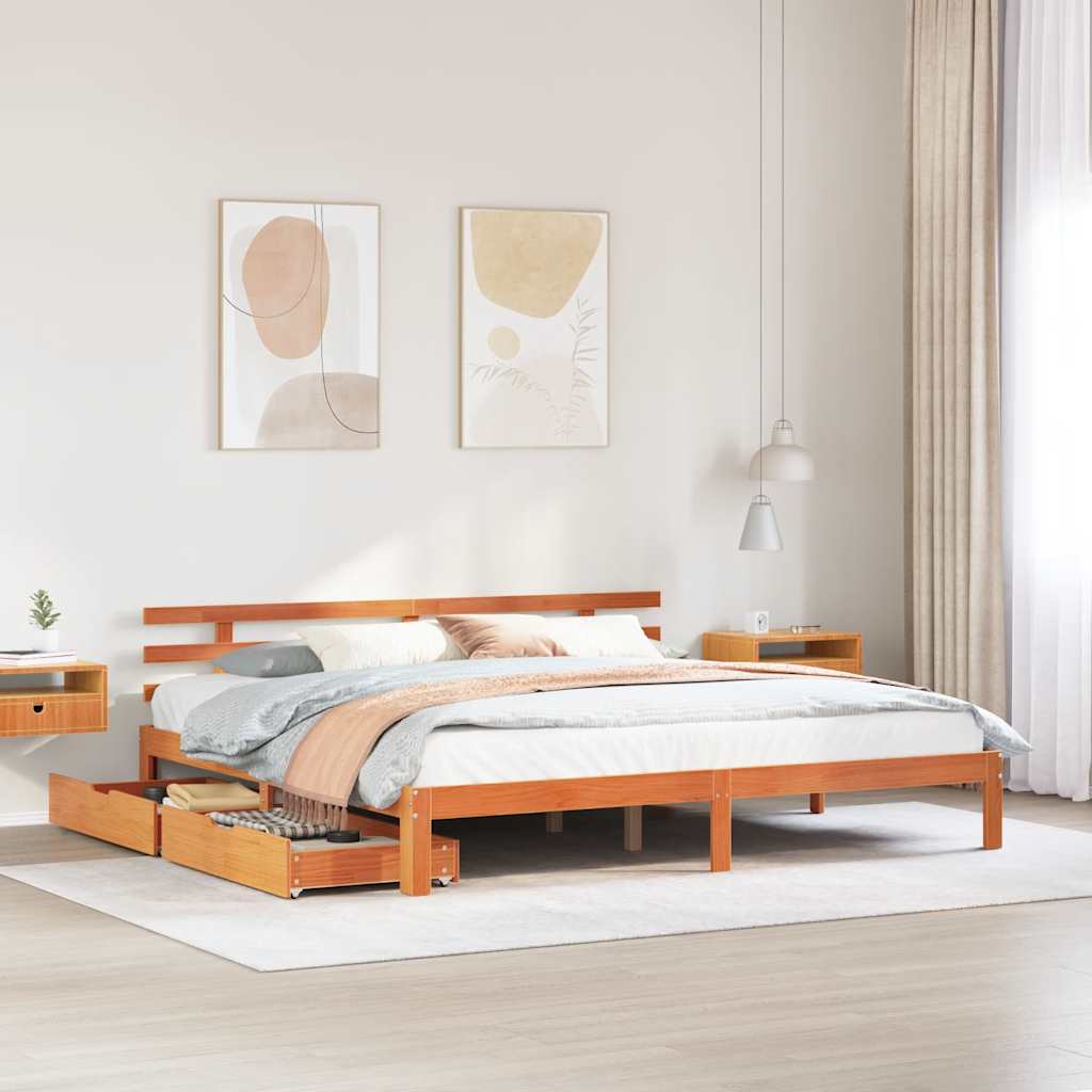 Bedframe Met Lades Massief Grenenhout