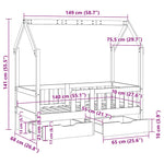 Kinderbedframe Met Lades Massief Grenenhout