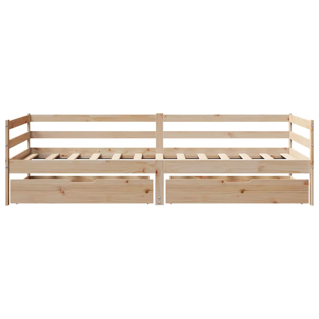Slaapbank Met Lades 90X200 Cm Massief Grenenhout