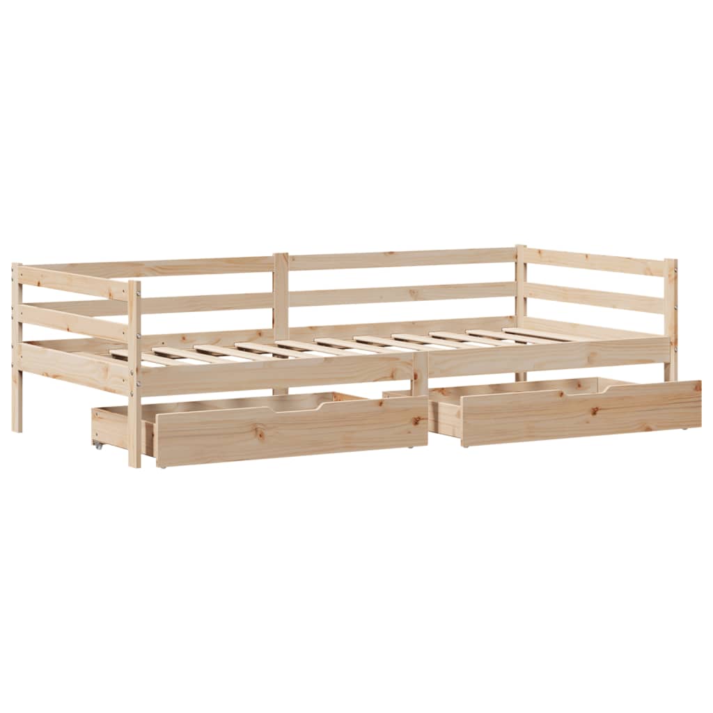 Slaapbank Met Lades 90X200 Cm Massief Grenenhout