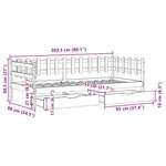 Slaapbank Met Lades 90X200 Cm Massief Grenenhout