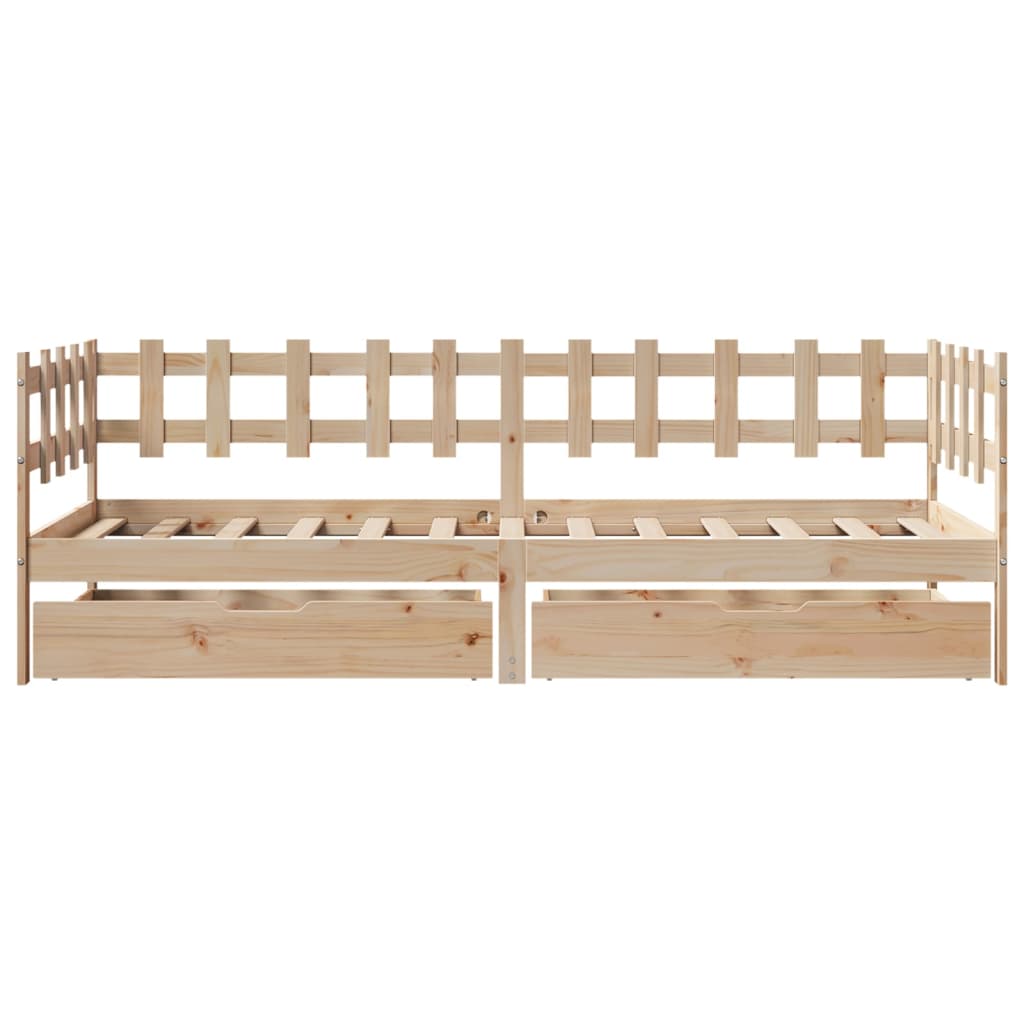 Slaapbank Met Lades 90X200 Cm Massief Grenenhout