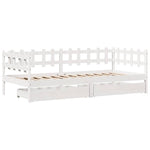 Slaapbank Met Lades 90X190 Cm Massief Grenenhout Wit