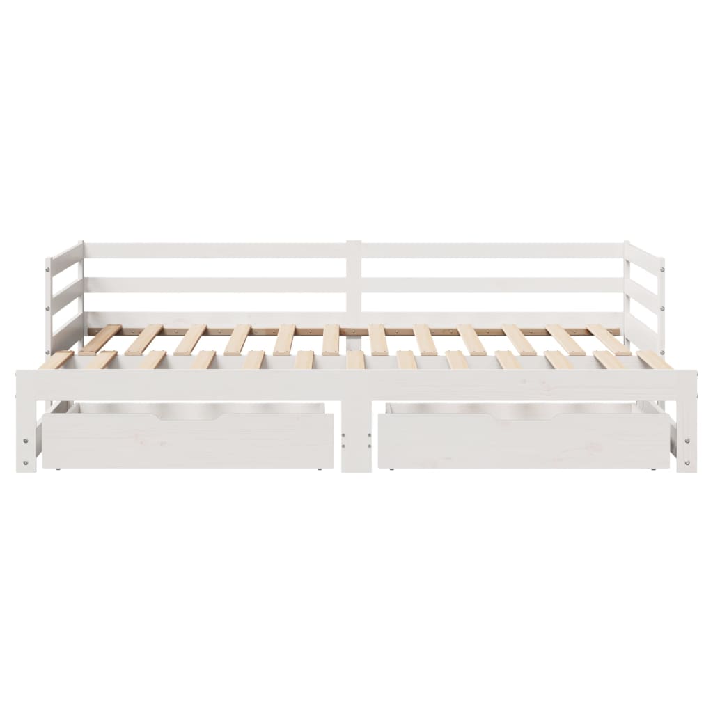 Slaapbank Met Onderschuifbed/Lades Zonder Matras 90X190 Cm Wit