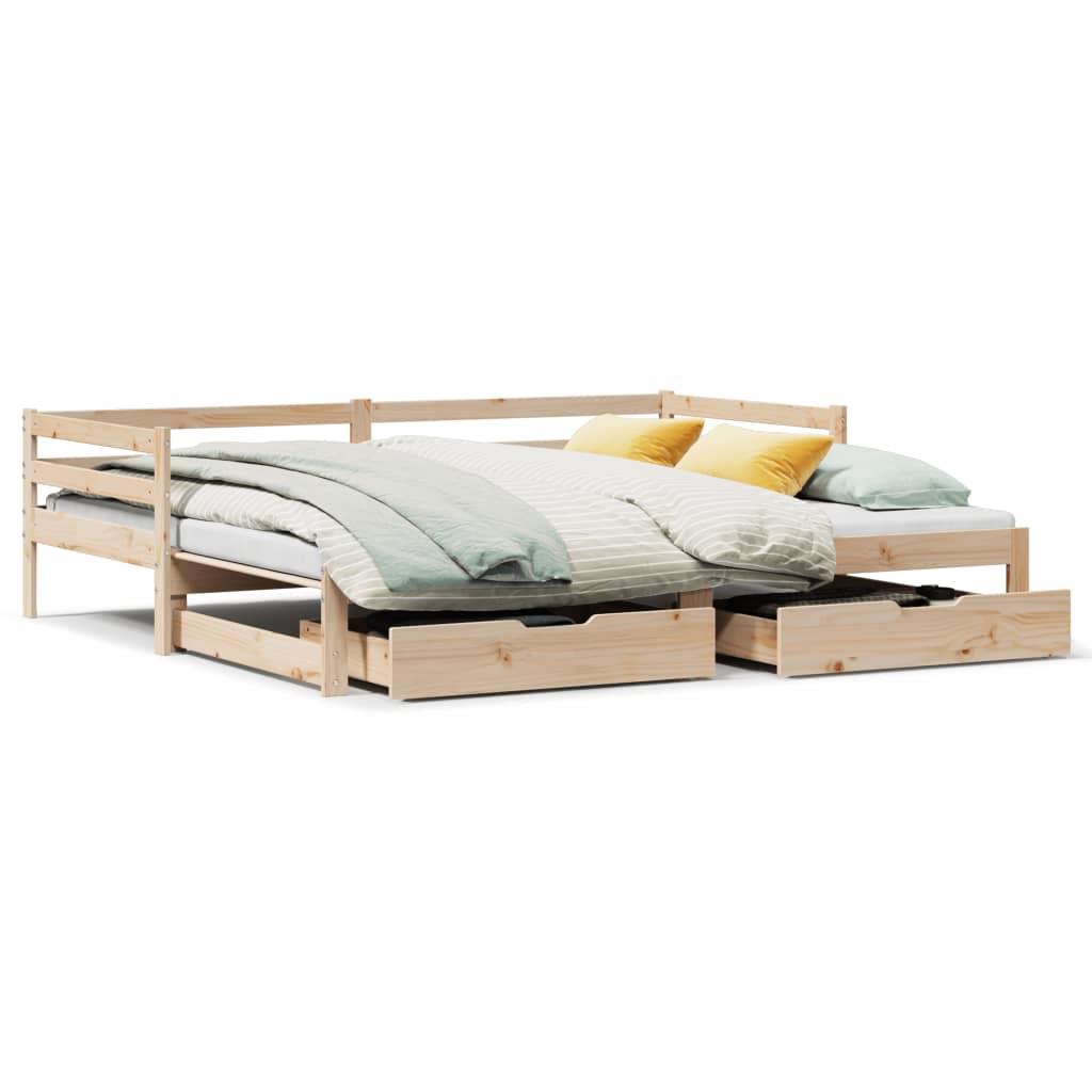 Slaapbank Met Onderschuifbed En Lades Zonder Matras 90X190 Cm