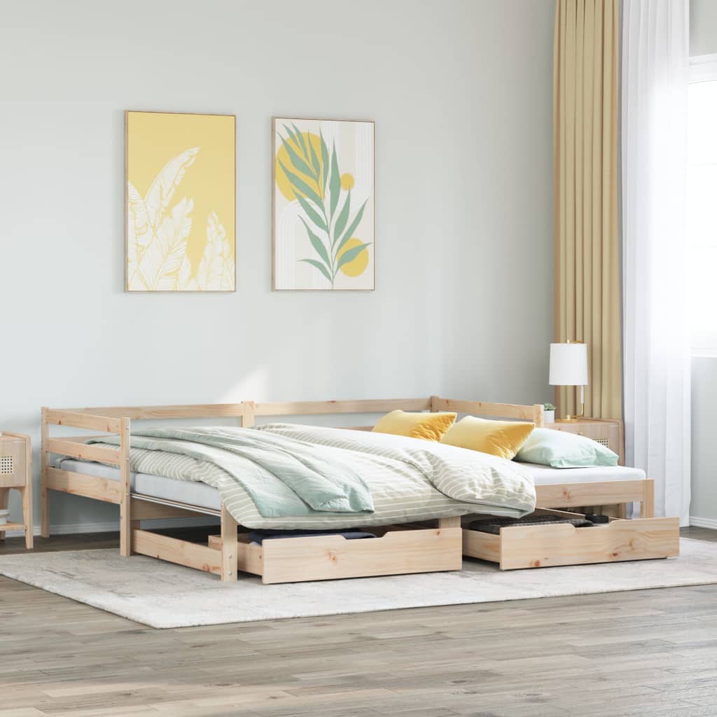 Slaapbank Met Onderschuifbed En Lades Zonder Matras 90X190 Cm