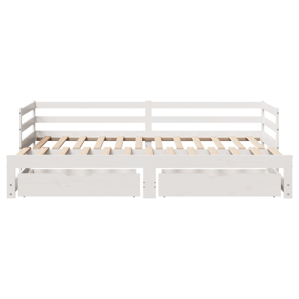 Slaapbank Met Onderschuifbed/Lades Zonder Matras 80X200 Cm Wit