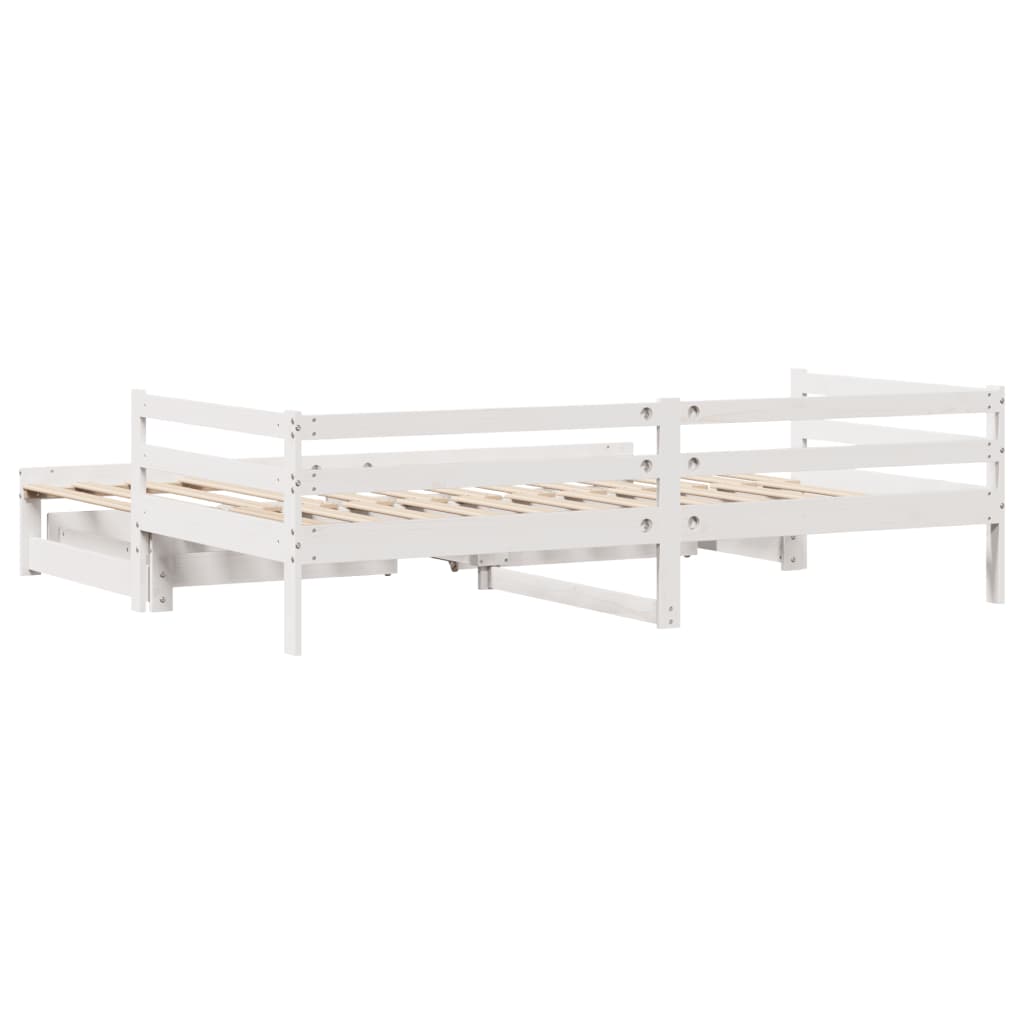 Slaapbank Met Onderschuifbed/Lades Zonder Matras 80X200 Cm Wit