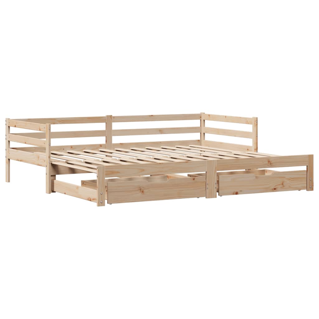 Slaapbank Met Onderschuifbed En Lades Zonder Matras 90X200 Cm