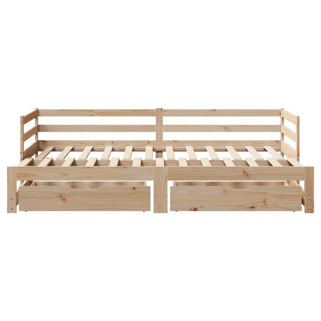 Slaapbank Met Onderschuifbed En Lades Zonder Matras 90X200 Cm