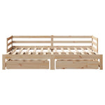 Slaapbank Met Onderschuifbed En Lades Zonder Matras 90X200 Cm