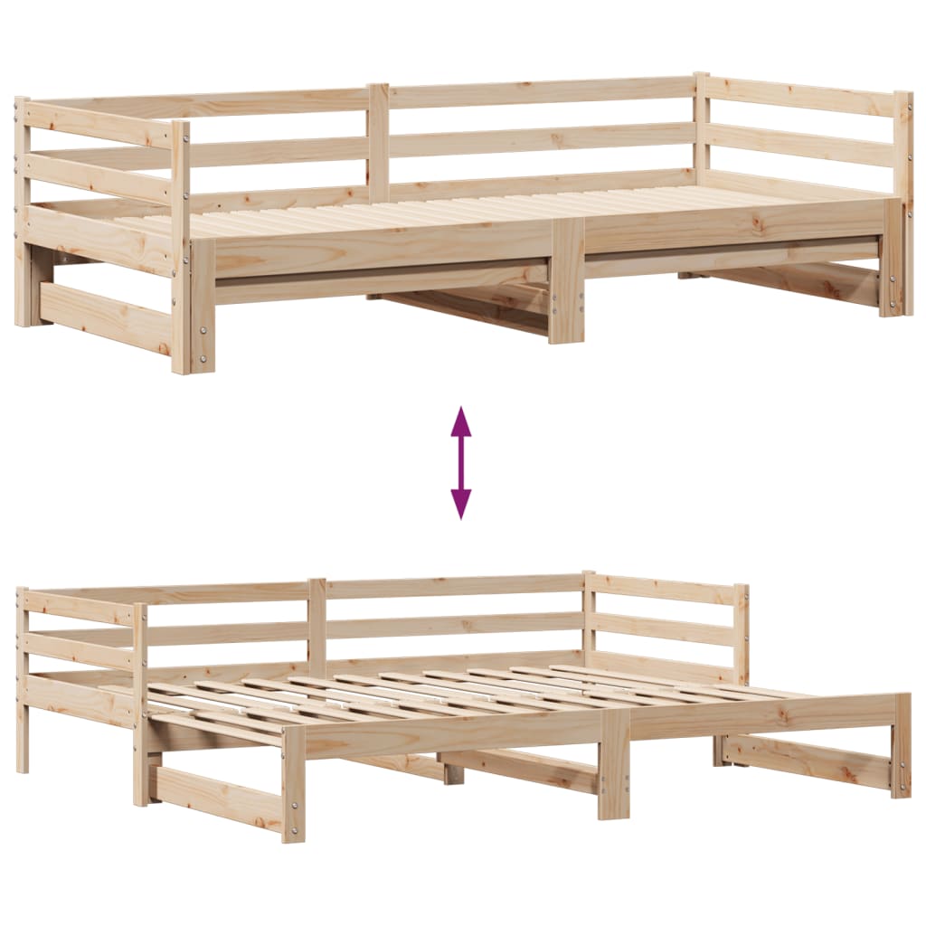 Slaapbank Met Onderschuifbed En Lades Zonder Matras 90X200 Cm