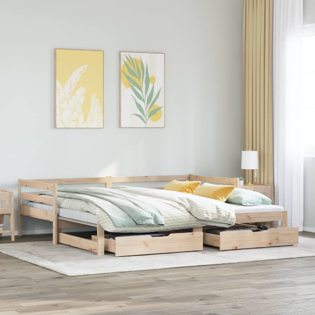 Slaapbank Met Onderschuifbed En Lades Zonder Matras 90X200 Cm