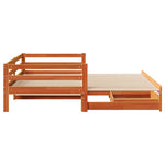 Slaapbank Onderschuifbed En Lades 90X200 Cm Grenenhout Wasbruin