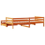Slaapbank Onderschuifbed En Lades 90X190 Cm Grenenhout Wasbruin