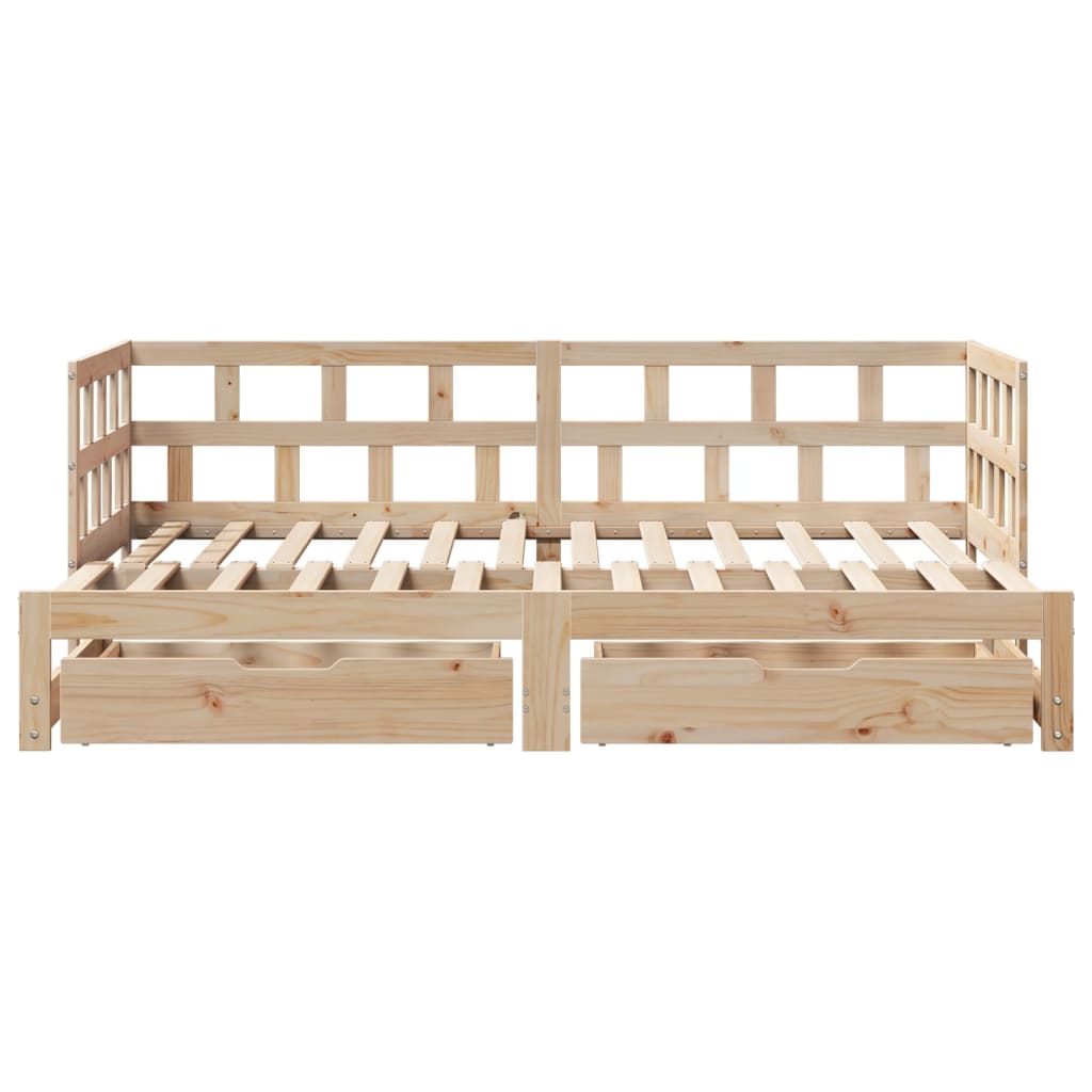 Slaapbank Met Onderschuifbed En Lades Zonder Matras 90X200 Cm