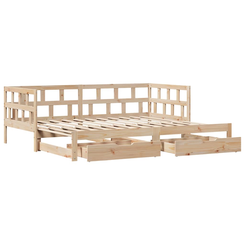 Slaapbank Met Onderschuifbed En Lades Zonder Matras 90X200 Cm