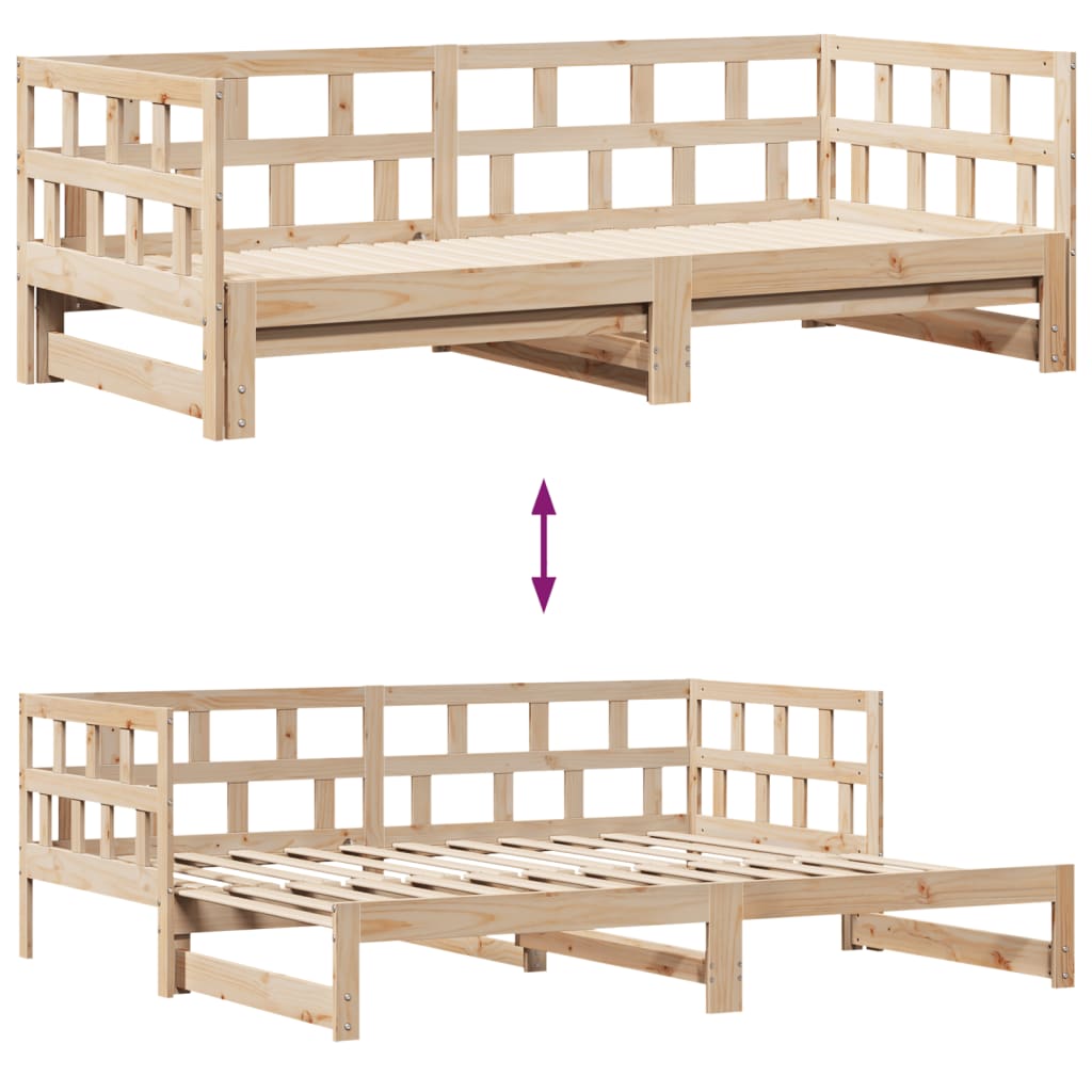 Slaapbank Met Onderschuifbed En Lades Zonder Matras 90X200 Cm