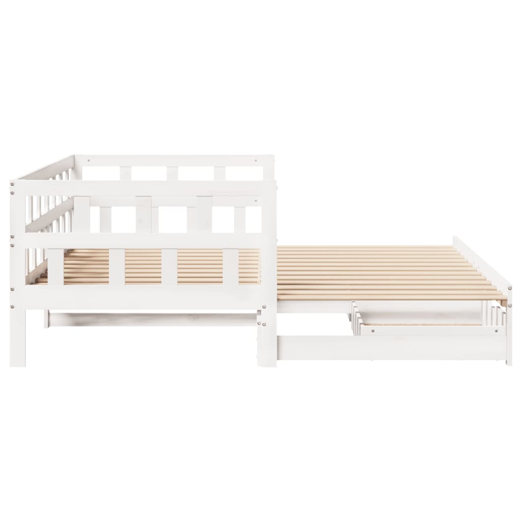 Slaapbank Met Onderschuifbed/Lades Zonder Matras 80X200 Cm Wit
