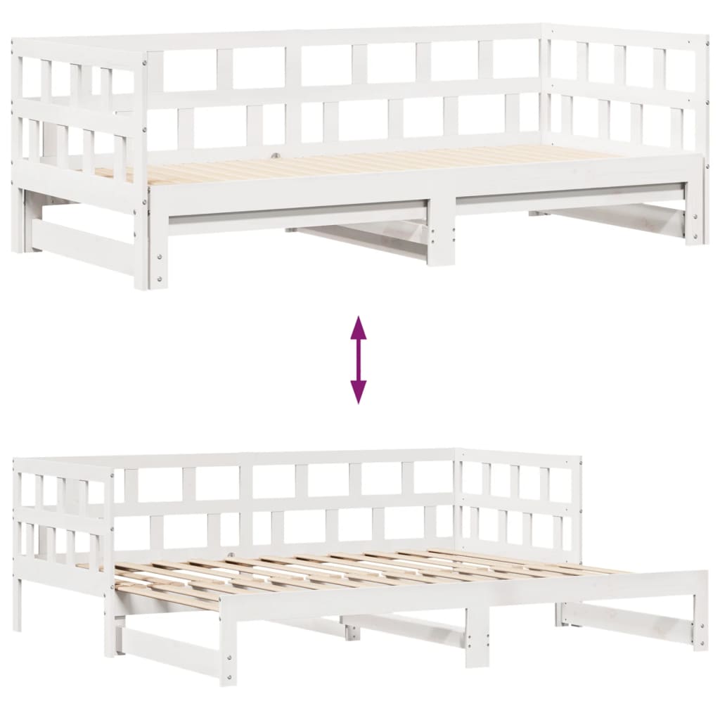 Slaapbank Met Onderschuifbed/Lades Zonder Matras 80X200 Cm Wit
