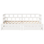 Slaapbank Met Onderschuifbed/Lades Zonder Matras 90X190 Cm Wit