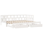 Slaapbank Met Onderschuifbed/Lades Zonder Matras 90X190 Cm Wit