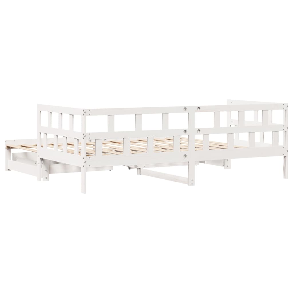 Slaapbank Met Onderschuifbed/Lades Zonder Matras 90X190 Cm Wit