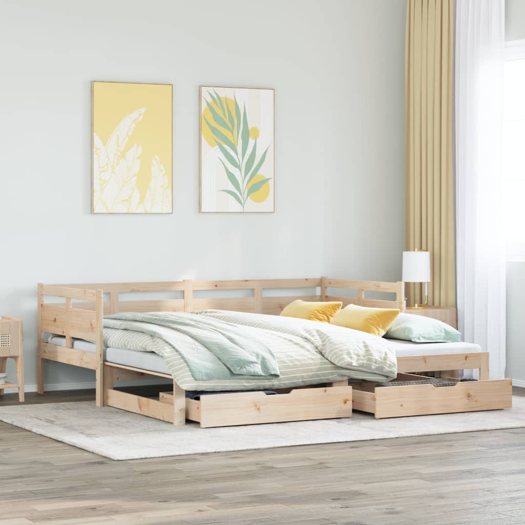 Slaapbank Met Onderschuifbed En Lades Zonder Matras