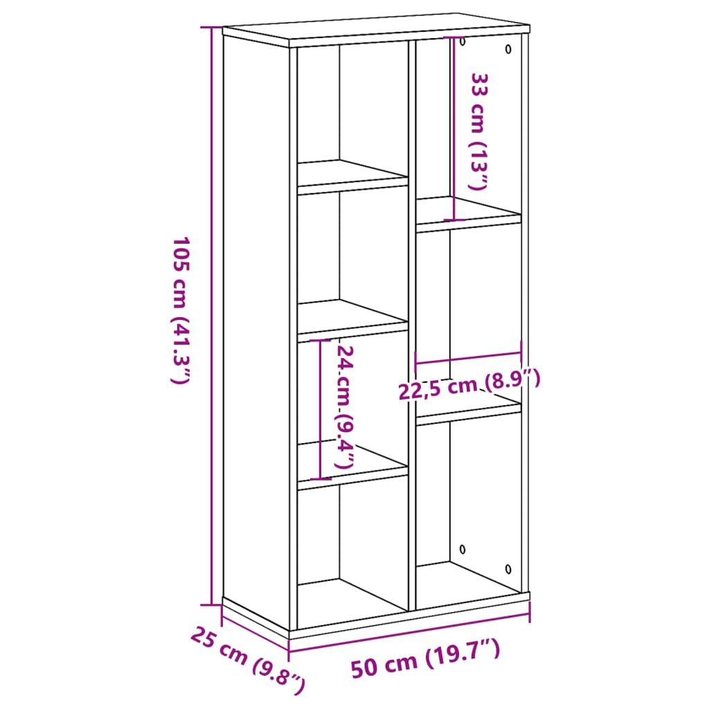 Boekenkast 50X25X105 Cm Bewerkt Hout