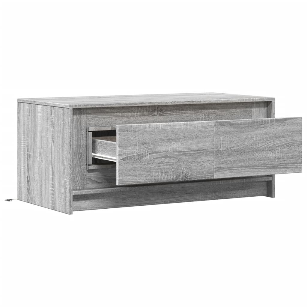 Salontafel Met Led-Verlichting Bewerkt Hout Eiken