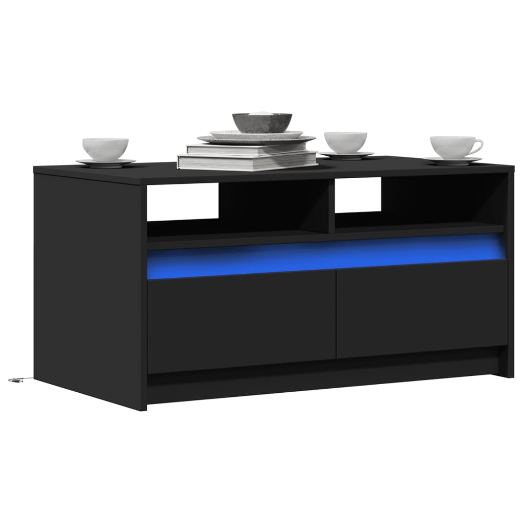 Salontafel Met Led-Verlichting Bewerkt Hout
