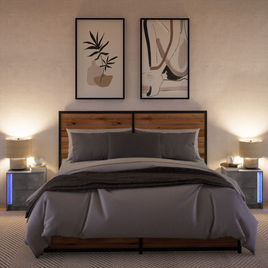 Nachtkastjes Met Led-Verlichting Bewerkt Hout