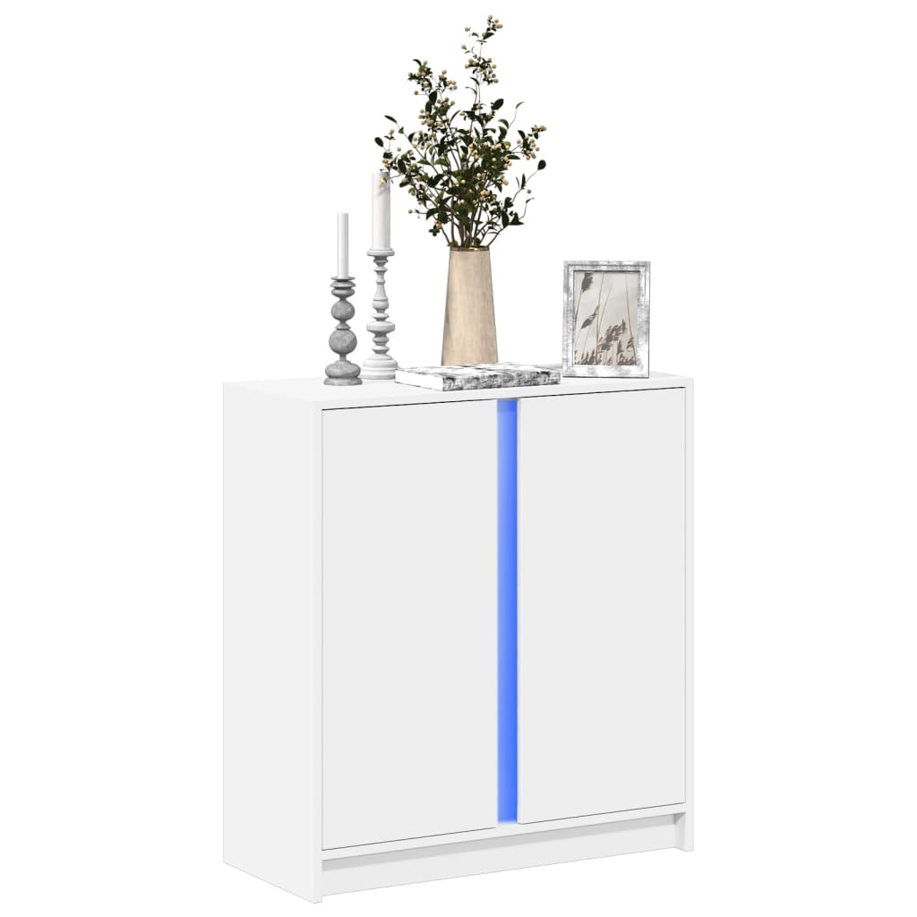 Dressoir Met Led 77X34X85 Cm Bewerkt Hout