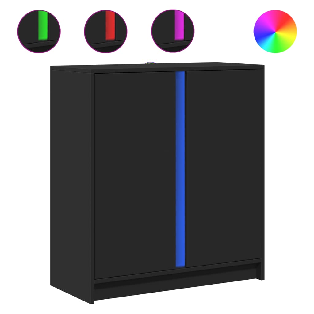 Dressoir Met Led 77X34X85 Cm Bewerkt Hout
