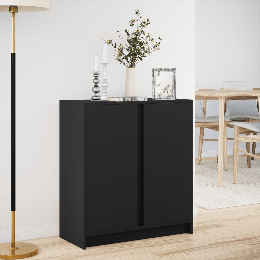 Dressoir Met Led 77X34X85 Cm Bewerkt Hout