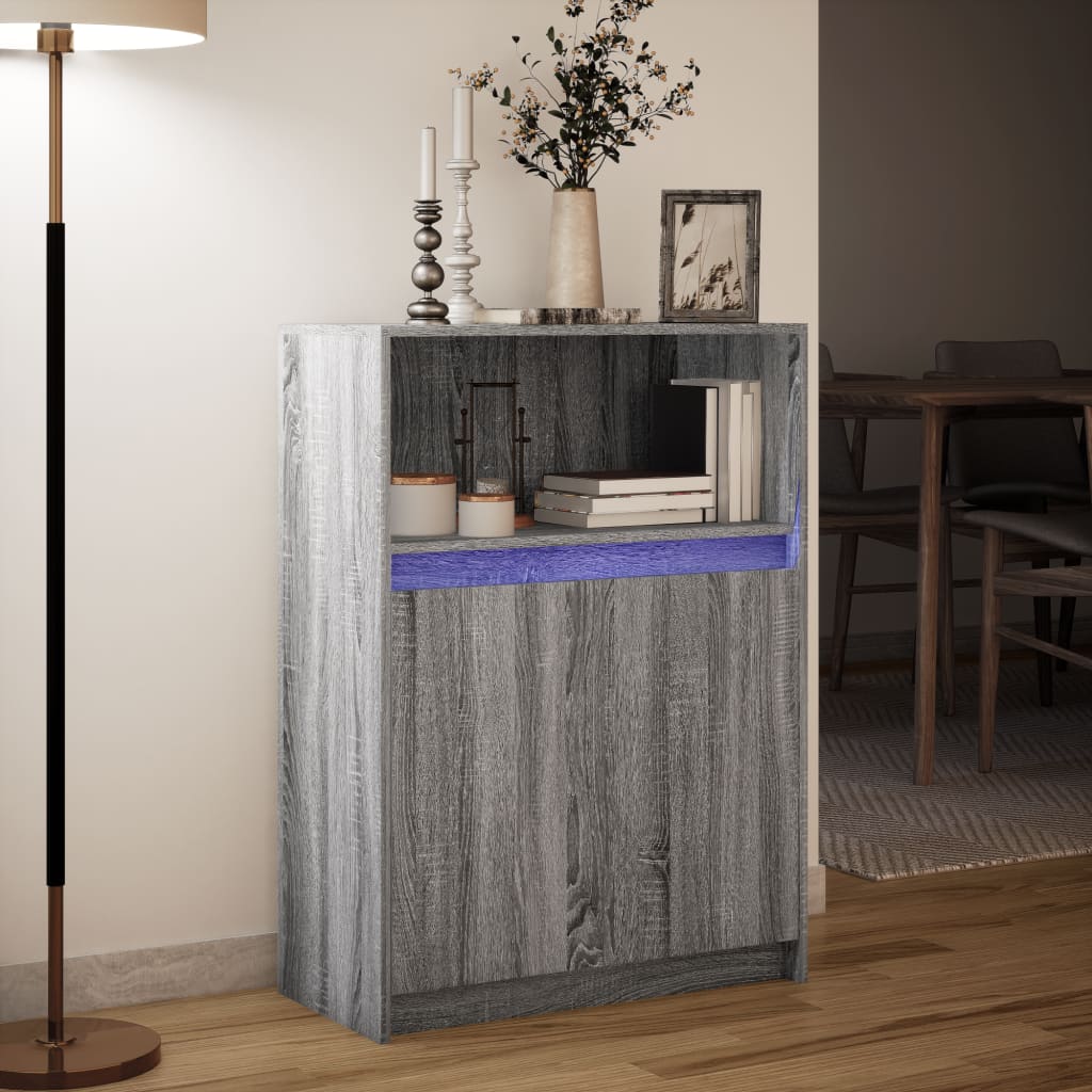 Dressoir Met Led Bewerkt Hout Eiken