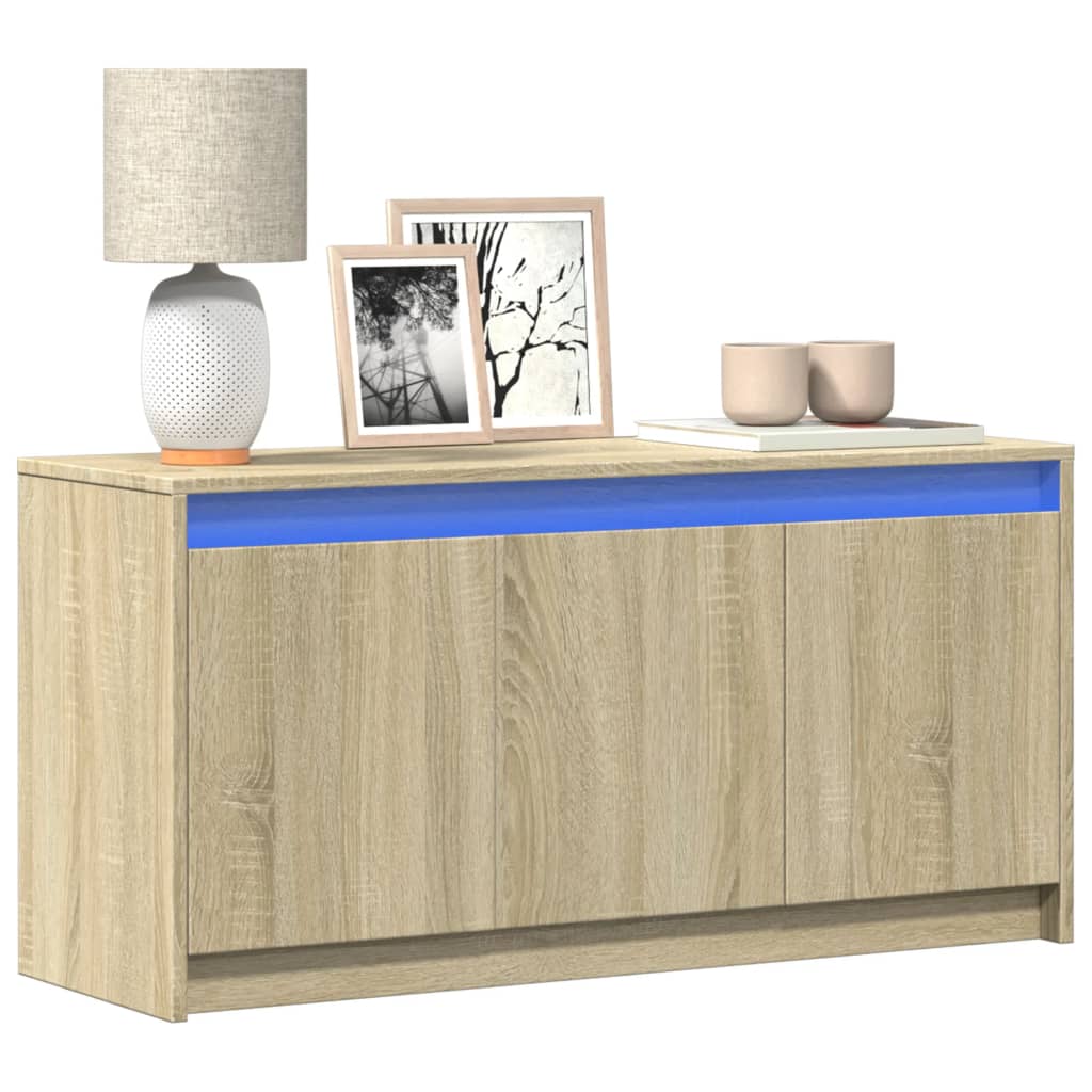 Tv-Meubel Met Led 100X34X50 Cm Bewerkt Hout