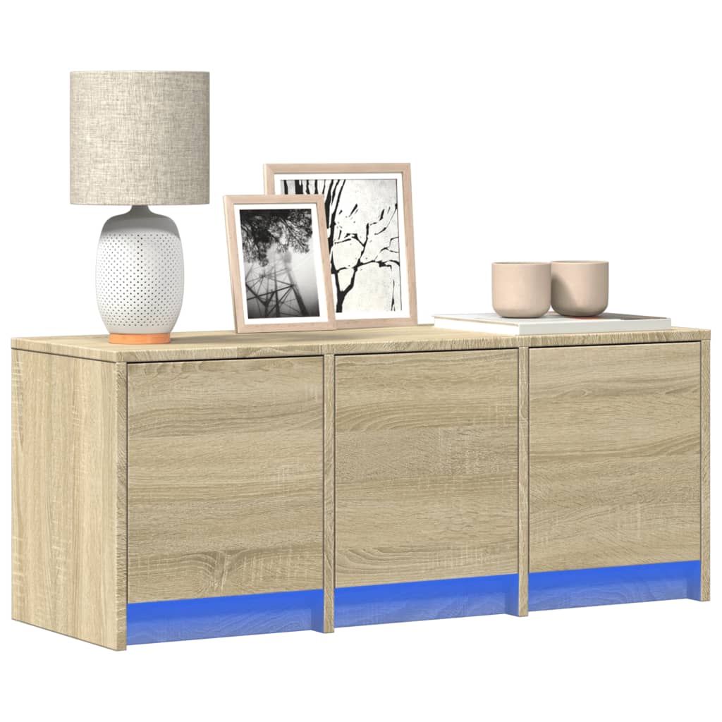 Tv-Meubel Met Led 165X34X40 Cm Bewerkt Hout