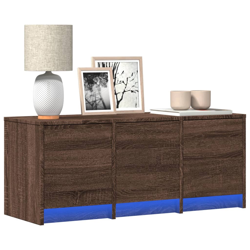 Tv-Meubel Met Led 165X34X40 Cm Bewerkt Hout