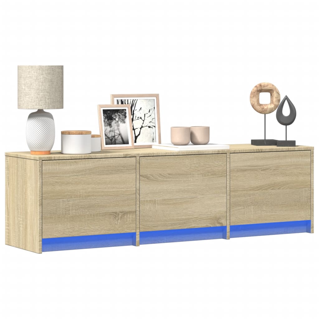 Tv-Meubel Met Led 165X34X40 Cm Bewerkt Hout