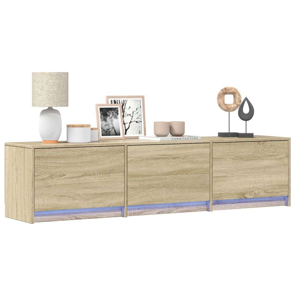 Tv-Meubel Met Led 165X34X40 Cm Bewerkt Hout