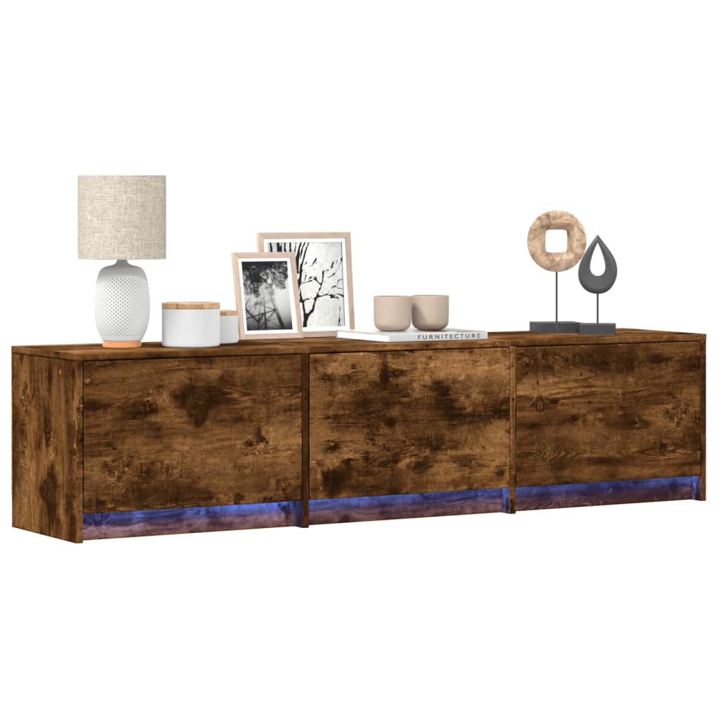 Tv-Meubel Met Led 165X34X40 Cm Bewerkt Hout