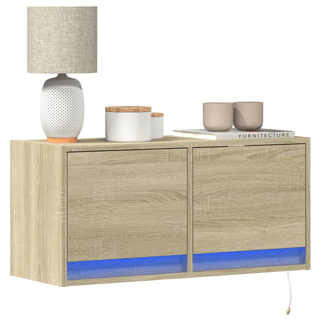 Tv-Wandmeubel Met Led-Verlichting 80X31X35 Cm