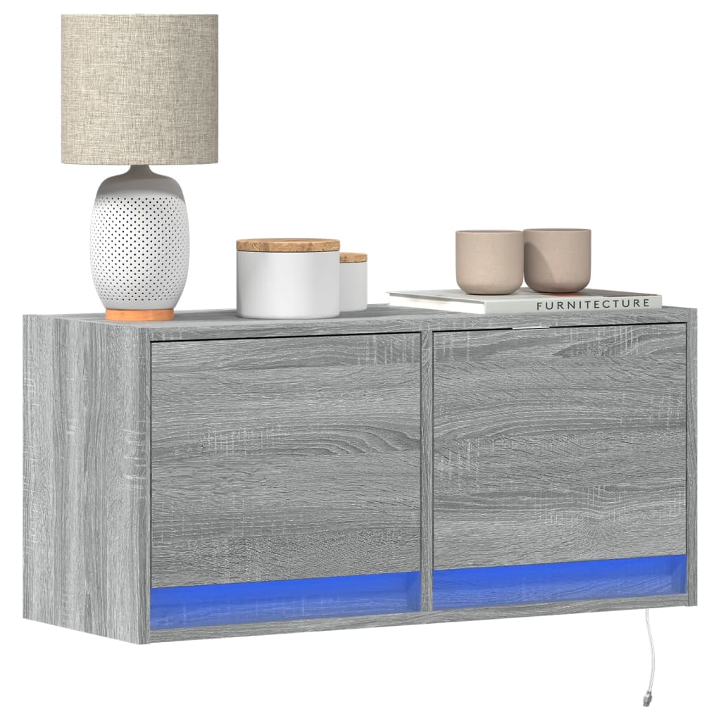 Tv-Wandmeubel Met Led-Verlichting 80X31X35 Cm