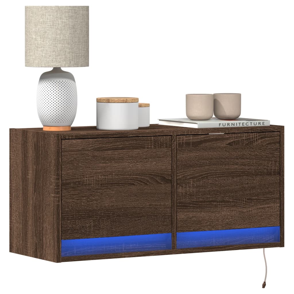 Tv-Wandmeubel Met Led-Verlichting 80X31X35 Cm