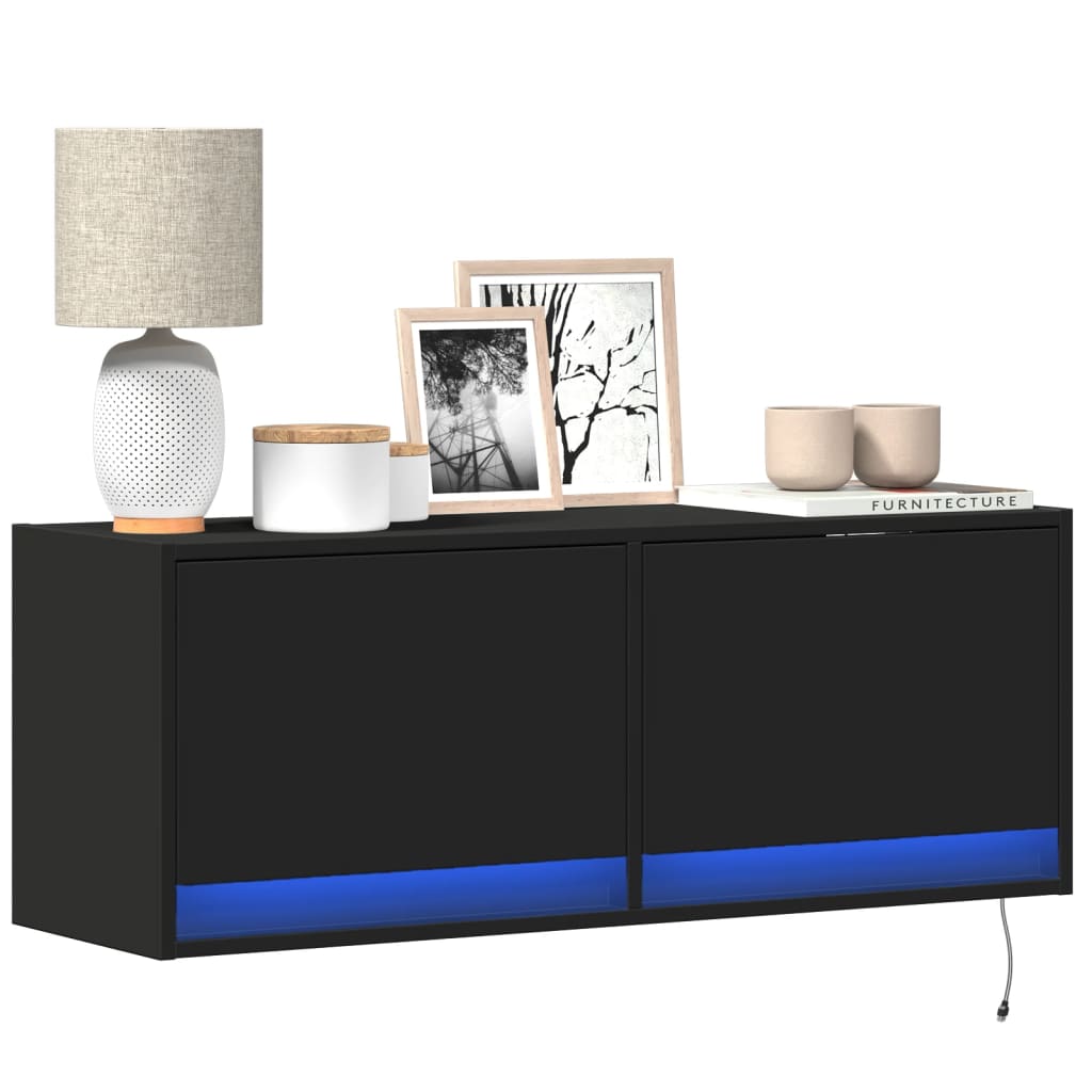 Tv-Wandmeubel Met Led-Verlichting 80X31X35 Cm