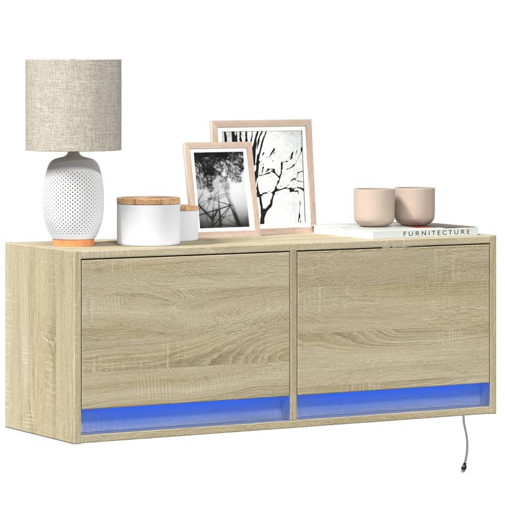 Tv-Wandmeubel Met Led-Verlichting 80X31X35 Cm