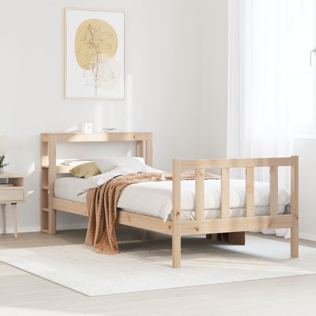 Bedframe Met Hoofdbord Massief Grenenhout Was