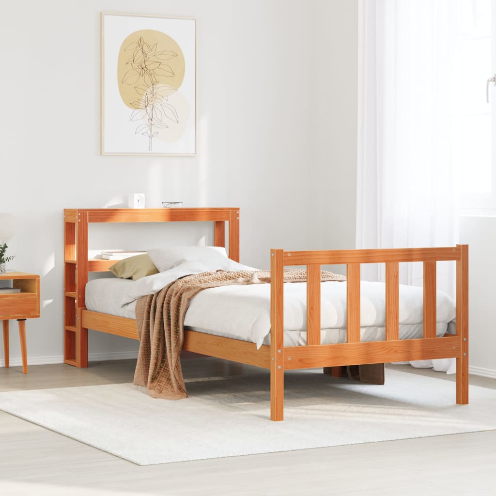 Bedframe Met Hoofdbord Massief Grenenhout Was